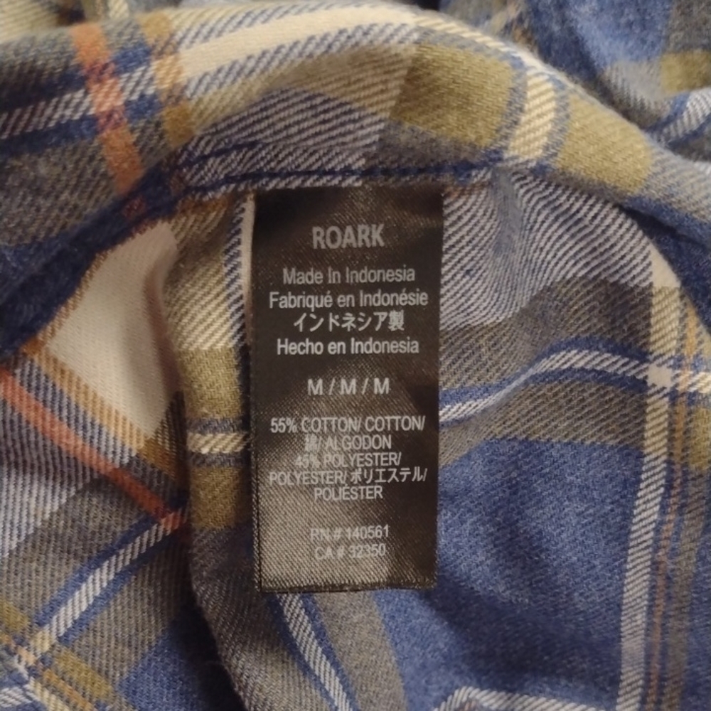 Roark Blue and Tan Plaid Casual Shirt - Picture 12 of 13